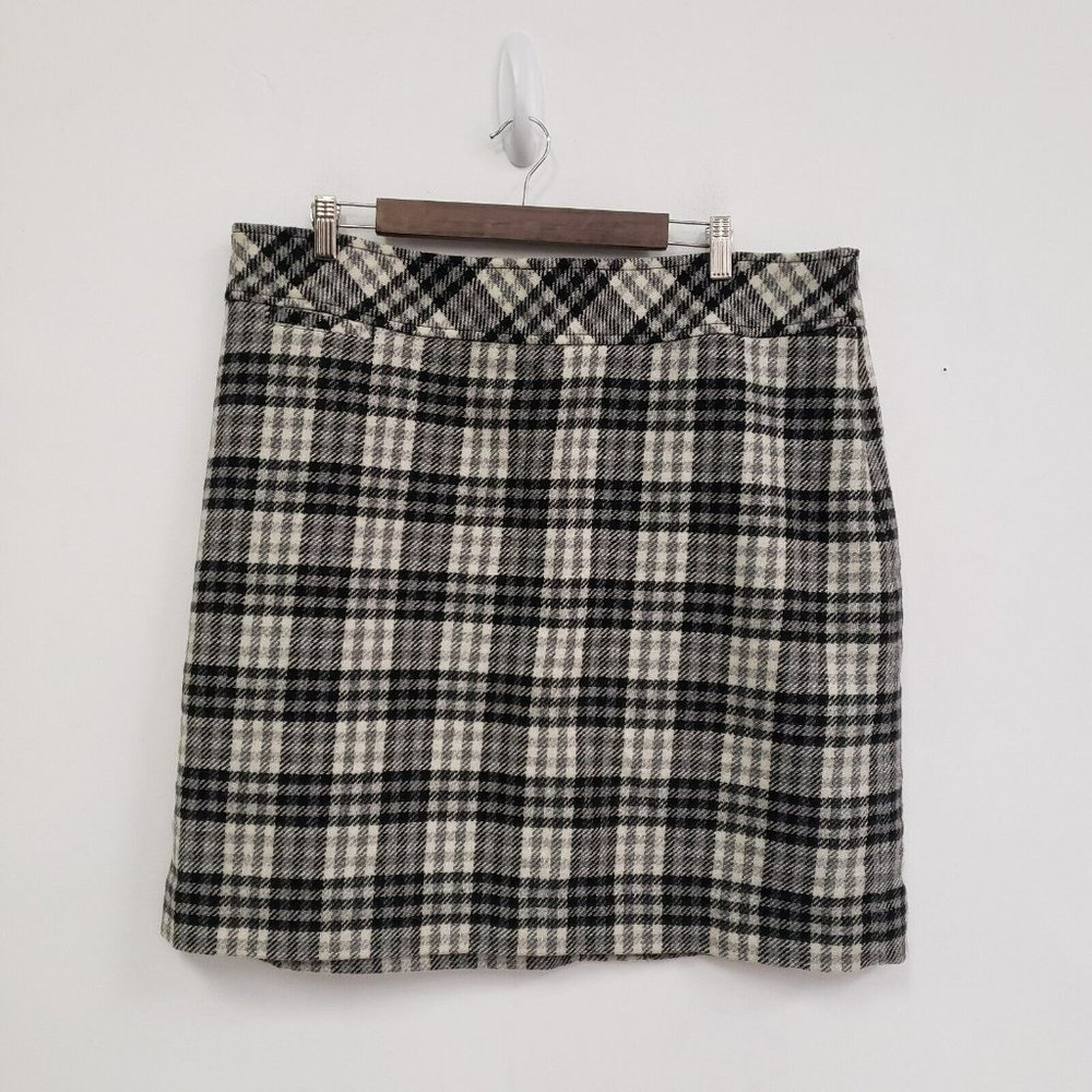 L.L. Bean Black and White Plaid Midi Skirt